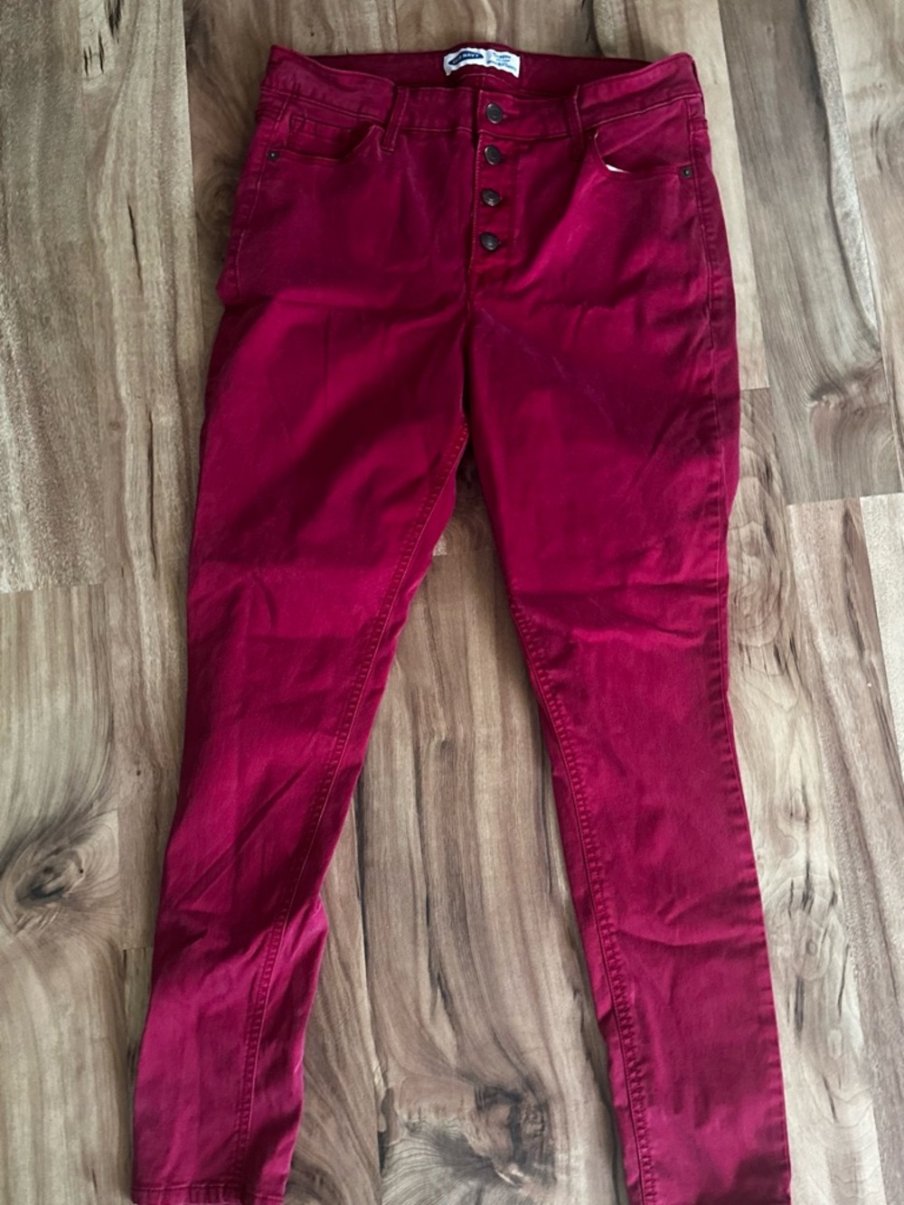 Old Navy Deep Red Straight Leg Pants with Button Fly